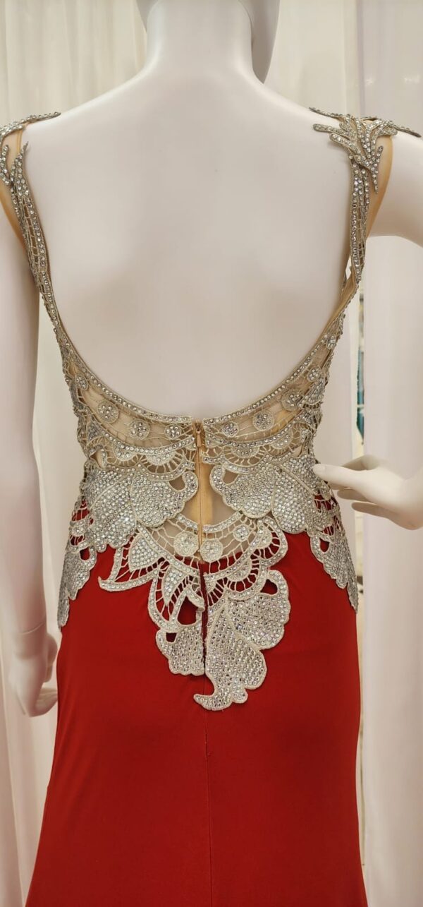 Red beige lace dress - Image 5